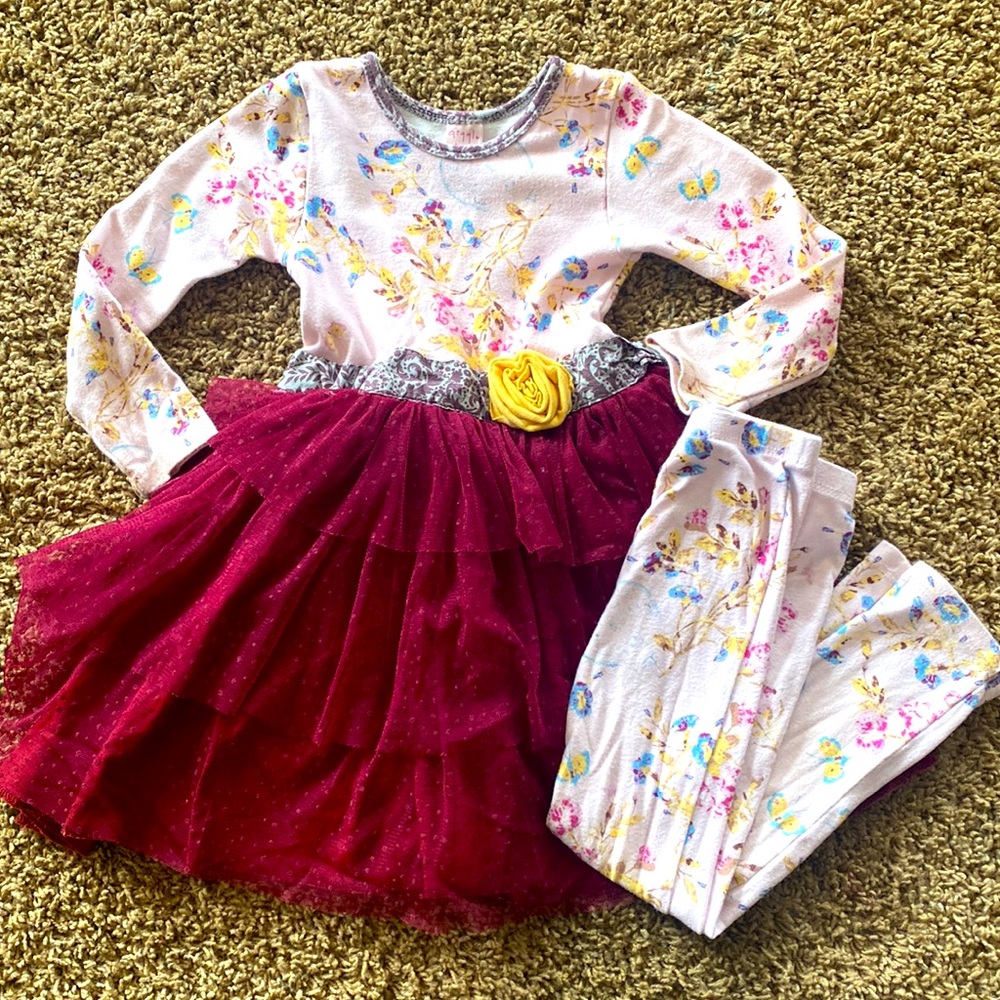 Giggle Moon Size 4 Tulle dress leggings Girl’s 2 pc Boutique outfit